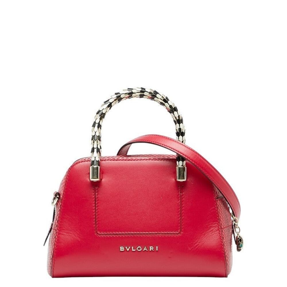 Bvlgari Serpenti Scaglie Leather Handbag Pink